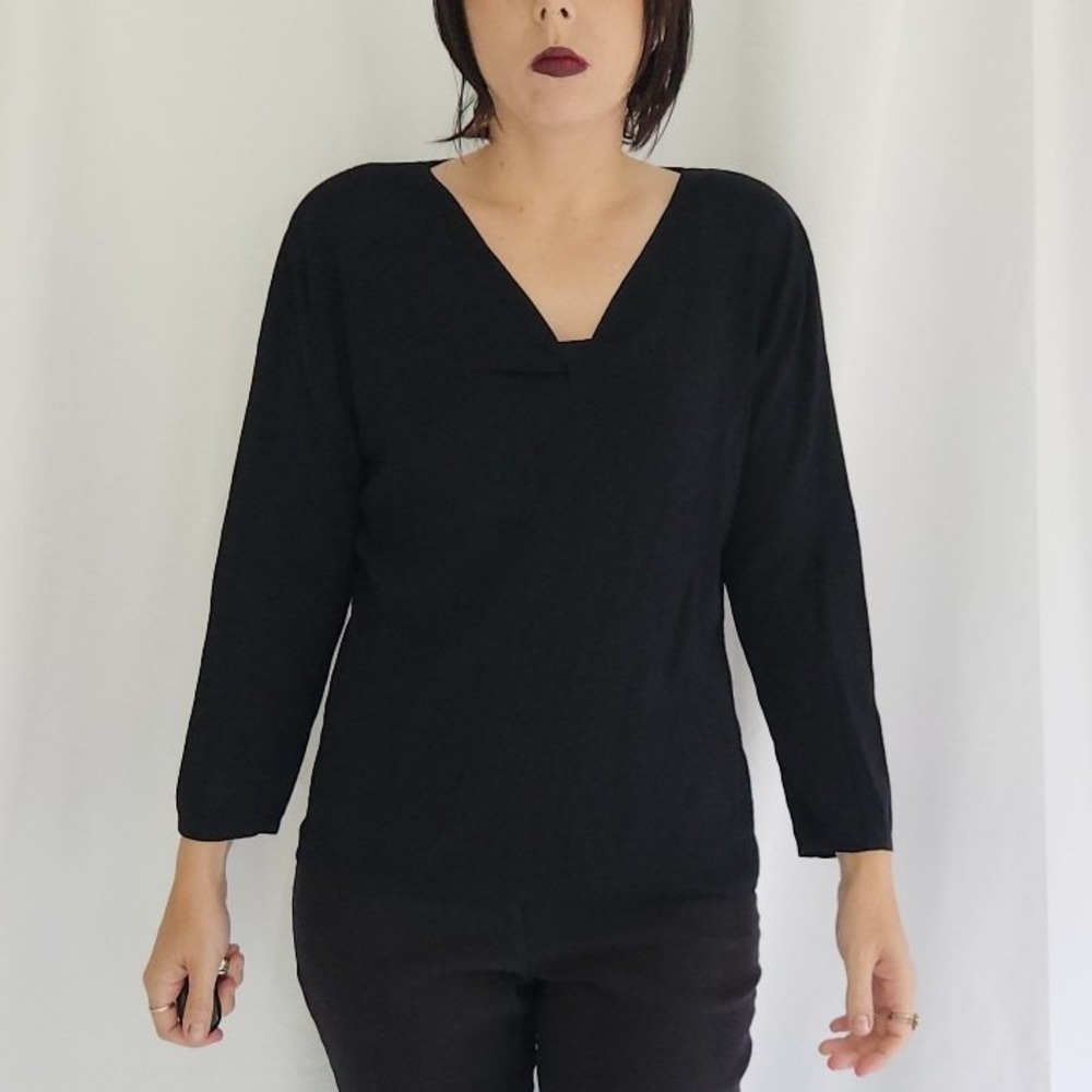 90s Black V Neck‎ Top